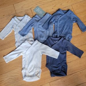 H&M Preemie Long Sleeve Wrap Kimono Style Bodysuit Onesie